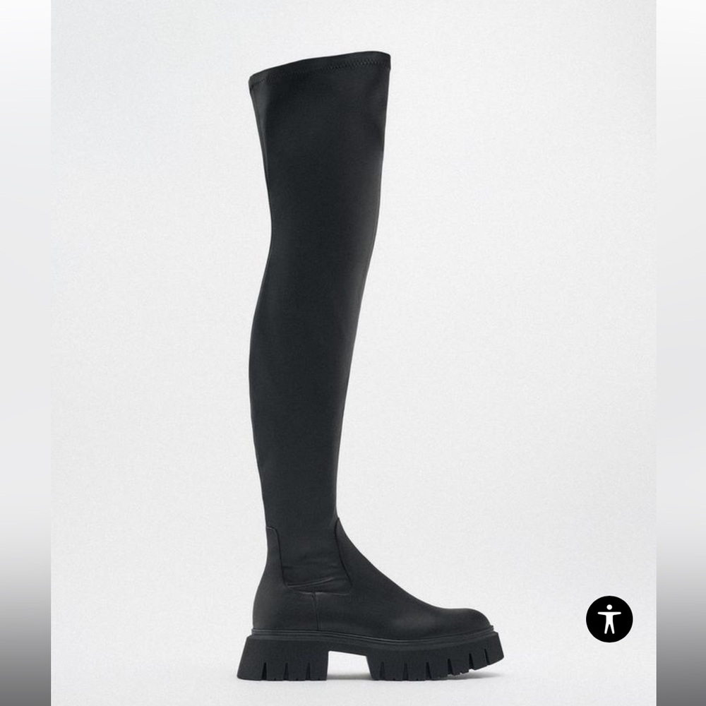 Zara Over the Knee tall lug sole boot - Picture 3 of 10